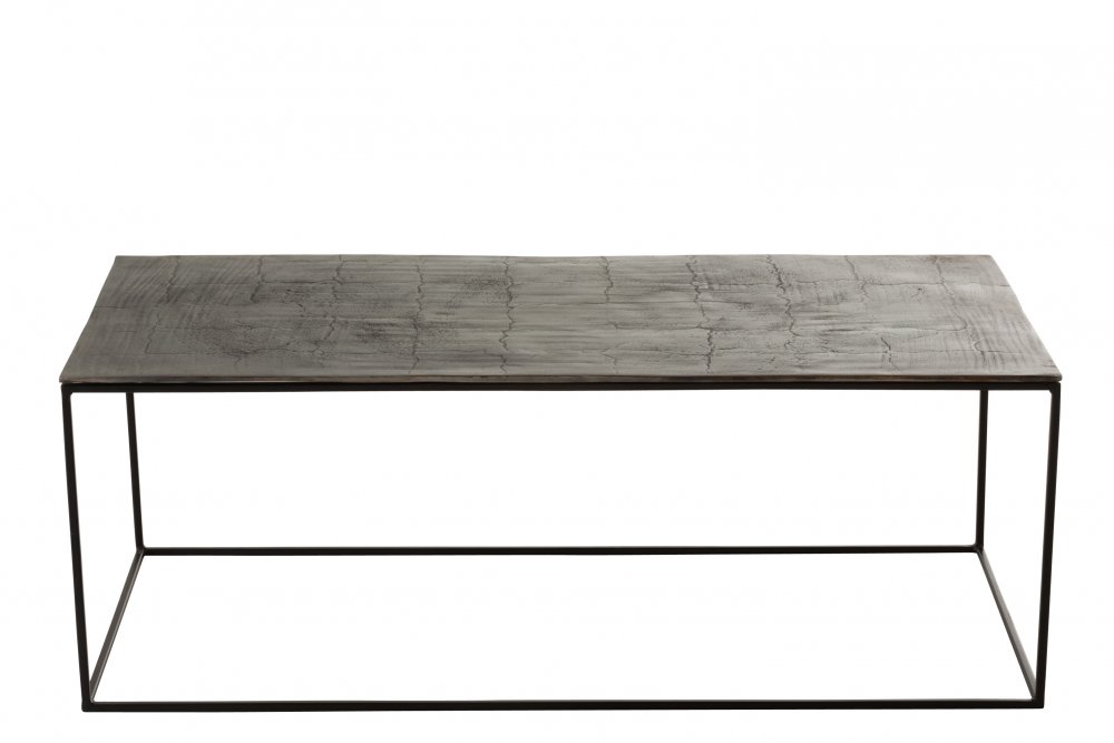 Table de salon rectangulaire NIZI en métal noir et aluminium noir/ vert.